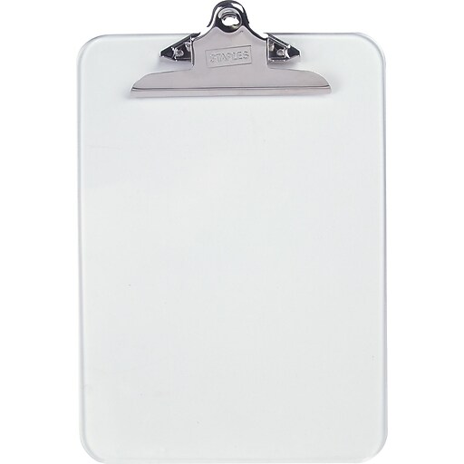 Staples Plastic Clipboard, Letter, Clear, 12" x 9", 10526, Each (10526