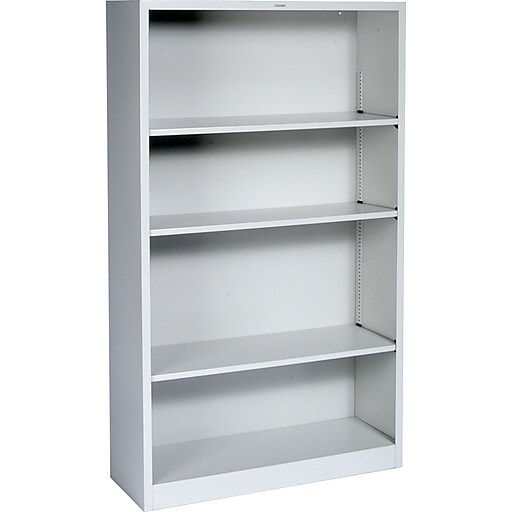 HON Brigade 4Shelf 59"H Metal Bookcase, Light Gray (HS60ABCQ) Staples