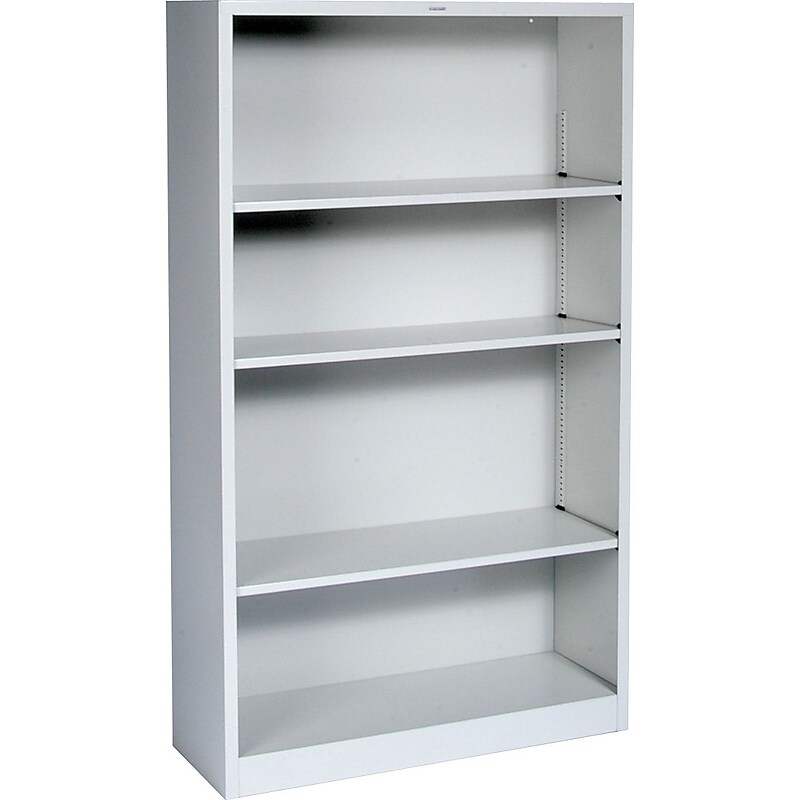 HON Brigade 4-Shelf Metal Bookcase, 59"H x 34 1/2"W x 12.63"D, Light Gray (S60ABCQ) image 1