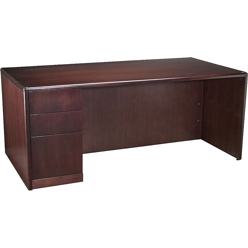 HON 92000 Series 72" Single Left Pedestal Desk, Mahogany image 1