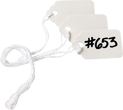 EnviroTag Blank White Tags – 100 Pack, 1 3/4" X 1 3/32", Prestrung With Cotton String, Eco-Friendly - View #2