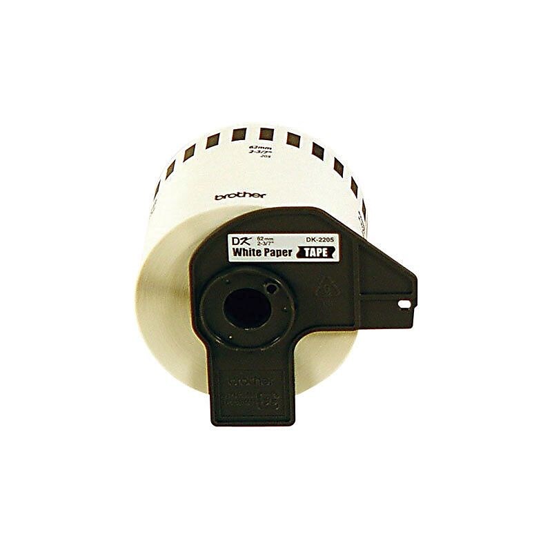 Brother DK-4605 Removable Wide Width Continuous Paper Labels, 2-4/10" x 100', Black on Yellow (DK-4605) image 1