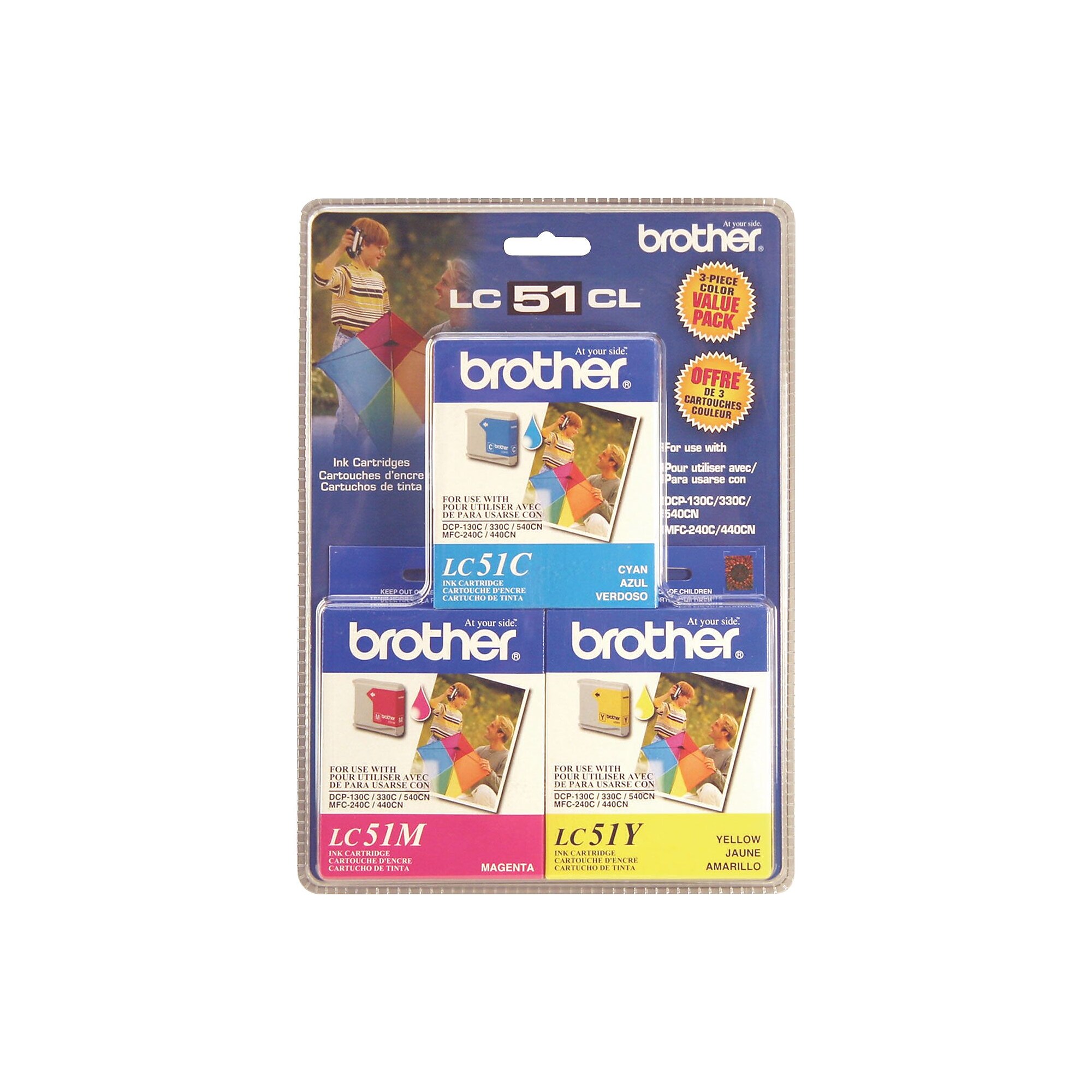 Brother LC51 Cyan/Magenta/Yellow Standard Yield Ink Cartridge, 3/Pack (LC-51CL3PK) Sansujyuku sansujyuku.com