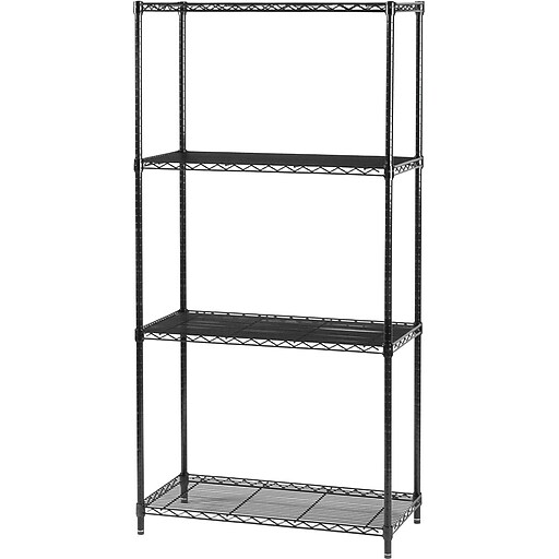 Safco 4Shelves Metal Industrial Wire Shelving, 36"W, Black (5285BL