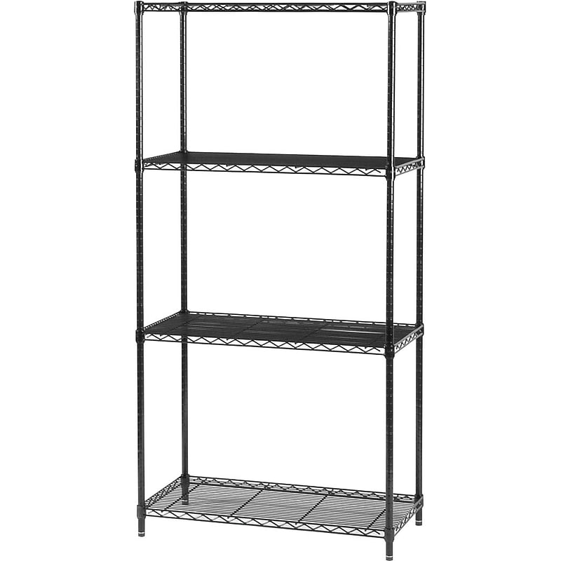 Safco 4-Shelves Metal Industrial Wire Shelving, 36"W, Black (5285BL) image 1