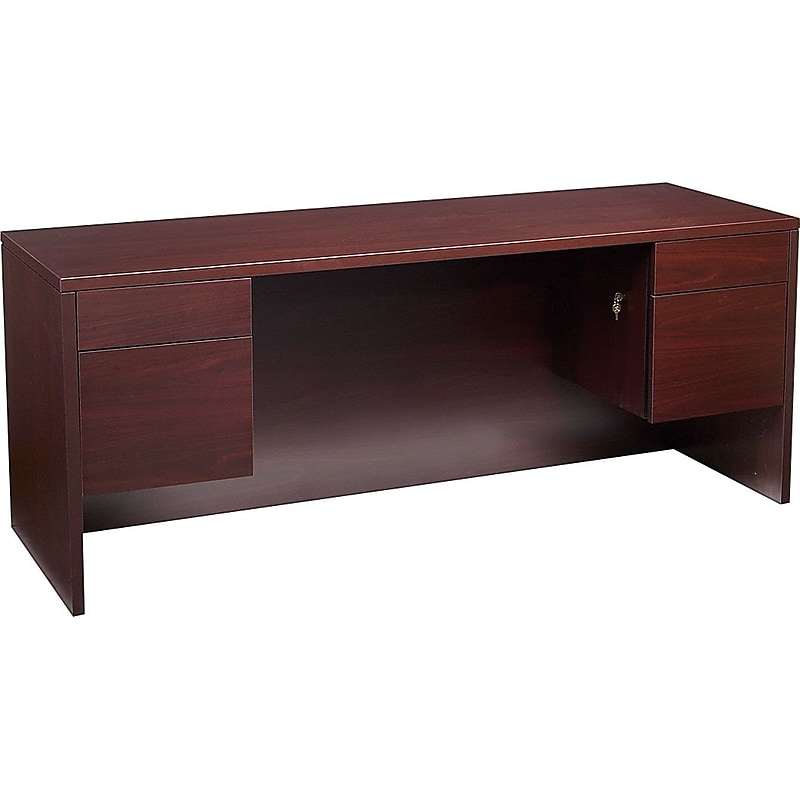 HON 10500 Series Credenza with Kneespace, 2 Box/2 File Drawers, 72"W, Mahogany Finish image 1