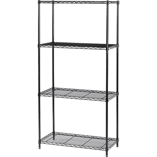 Safco Commercial 4Shelf Wire Stand Alone, 36", Black (5276BL) Staples