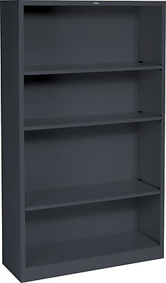 HON Brigade 59"H 4-Shelf Bookcase, Charcoal Metal (HONS60ABCS)