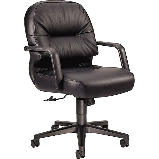 HON Pillow-Soft 2190 Series Executive High-Back Chair Mahogany/Black Leather