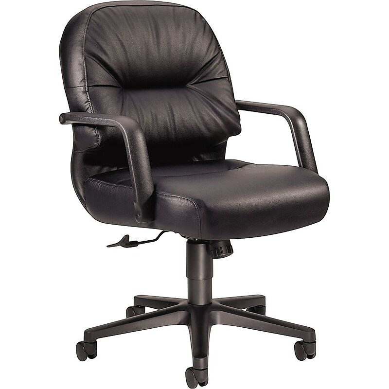 HON 2090 Series Leather Executive Mid-Back Chair, Black (H2092SR11T) image 1