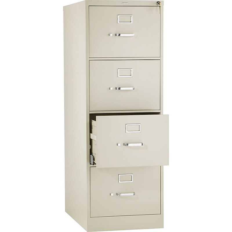 HON 510 Series 25"D Vertical Files; 4-Drawer, Legal Size, Putty image 1