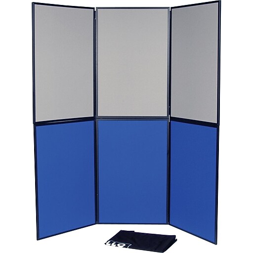 Apollo 6Panel Display System, 72"H x 72"W, Gray/Blue (SB93516) Staples
