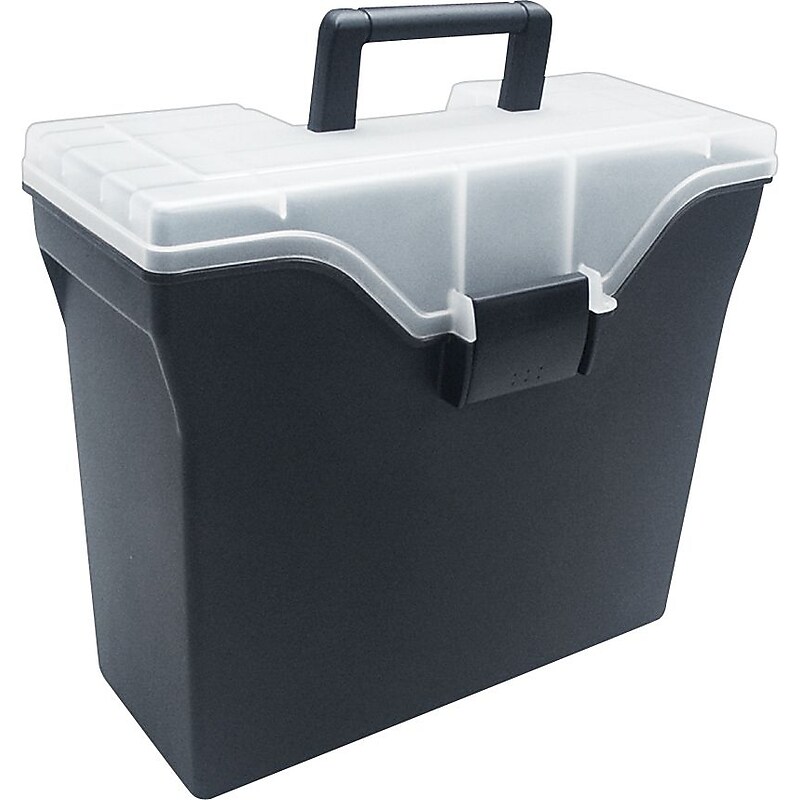 Staples Handy Plastic File Box with Hinged Lid, Letter Size, Black (13896) image 1