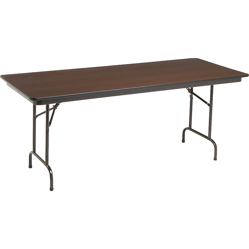 Global Rectangular Folding Table, Walnut/Brown, 29"H x 72"W x 30"D image 1