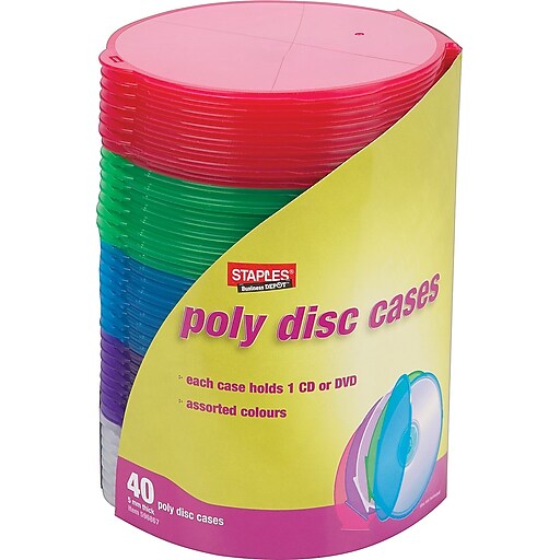 Staples® CD/DVD Roundcase storage, 40/Pack Staples