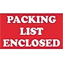 "Packing List Enclosed" Labels, Red/White, 5" x 3", 500/Rl~#|#~s0148802_sc7
