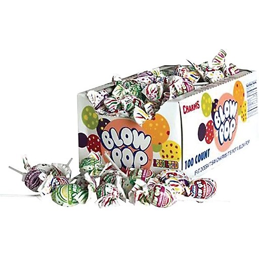 Charms Blow Pop Lollipops, Assorted Flavors, 65 oz., 100 Pieces