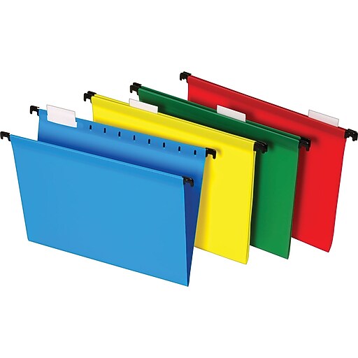 Staples® Poly Hanging File Folders, 5 Tab, Letter Size, Assorted Colors, 20/Pack (13324) Staples