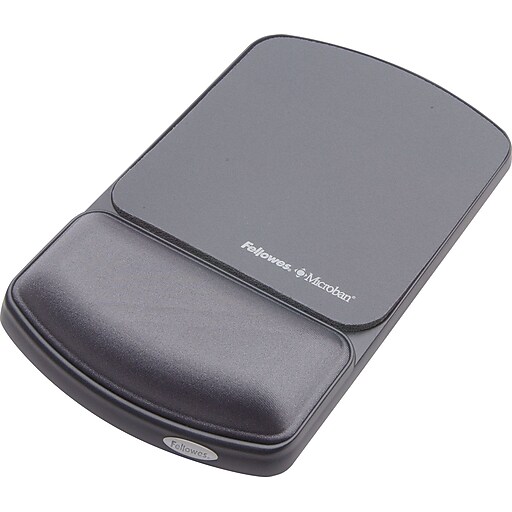 Fellowes Microban® Wrist Rest and Mouse Pad, Graphite/Black Staples