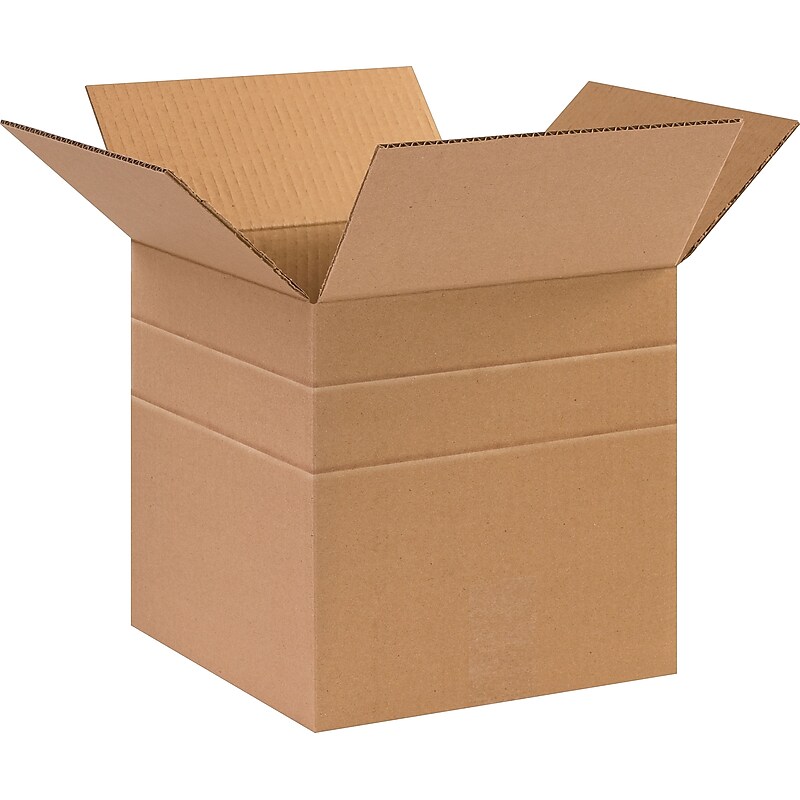 10" x 10" x 10" Multi-Depth Shipping Boxes, Brown, 25/Bundle (MD101010) image 1