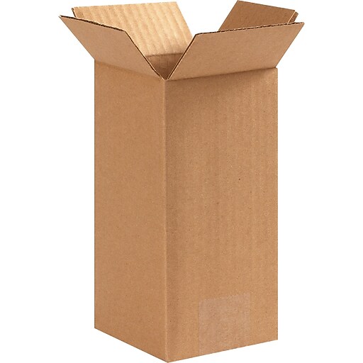 4" x 4" x 8"'' Shipping Boxes, 32 ECT, Brown, 25 /Bundle(448) at Staples