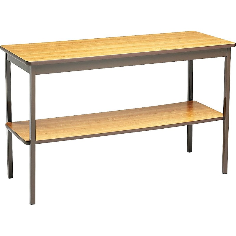 Barricks® Utility Tables, 30Hx48Wx18"D, Brown/Oak image 1