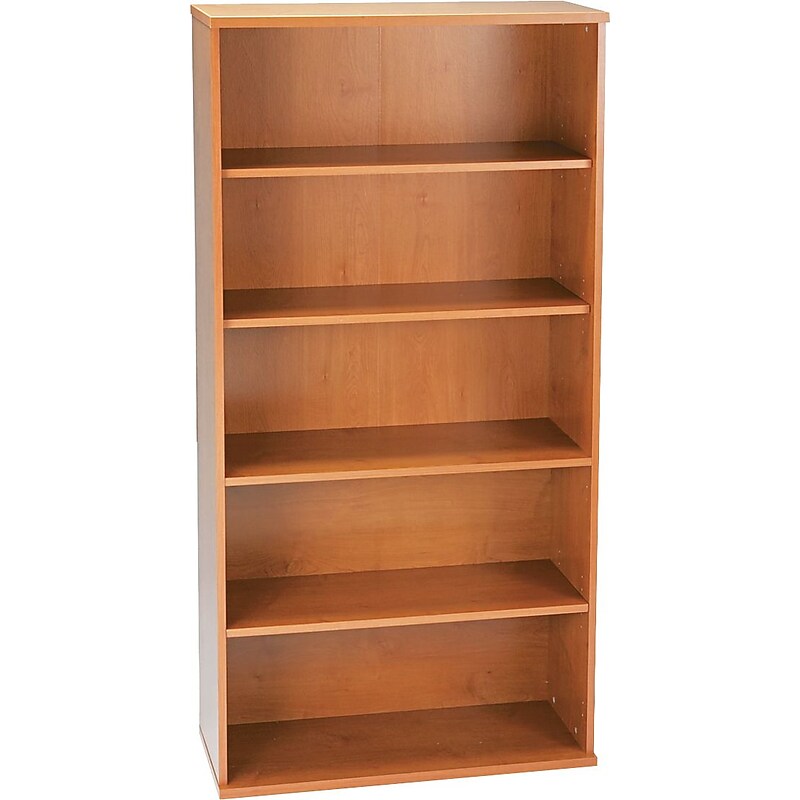 Bush Business Furniture Westfield 73"H 5-Shelf Bookcase with Adjustable Shelves, Natural Cherry Laminated Wood (WC72414) image 1