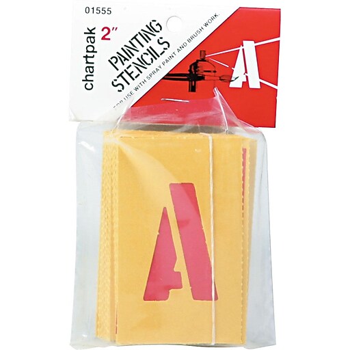 Chartpak Painting Stencil Numbers/Letters, 2", Yellow (CHA01555) Staples