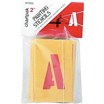 Chartpak Painting Stencil Numbers/Letters, 2", Yellow (CHA01555)
