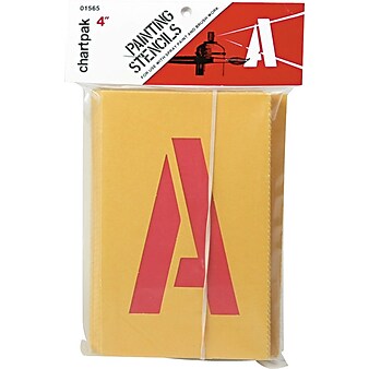 Chartpak Painting Stencil Numbers/Letters, 4", Yellow, 35/Set (CHA01565)