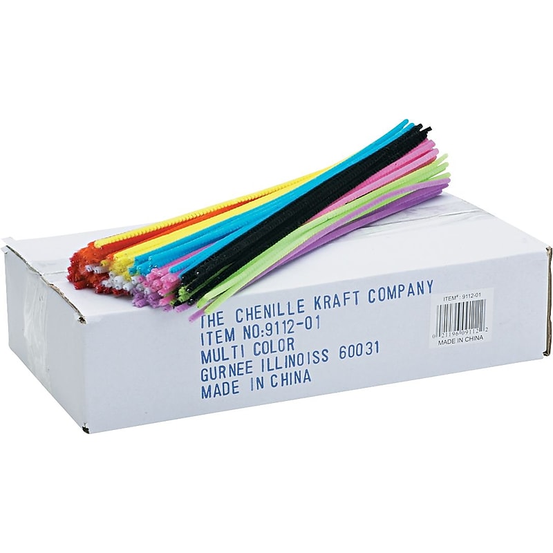 Chenille Kraft Company Regular Stems, Classroom Pack, Assorted Colors, Craft Supplies, 12" x 4mm, 1,000 Stems/Pk (911201X) image 1