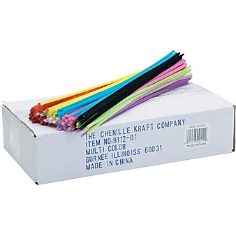 Chenille Kraft Company Regular Stems, Classroom Pack, Assorted Colors, Craft Supplies, 12" x 4mm, 1,000 Stems/Pk (911201X)