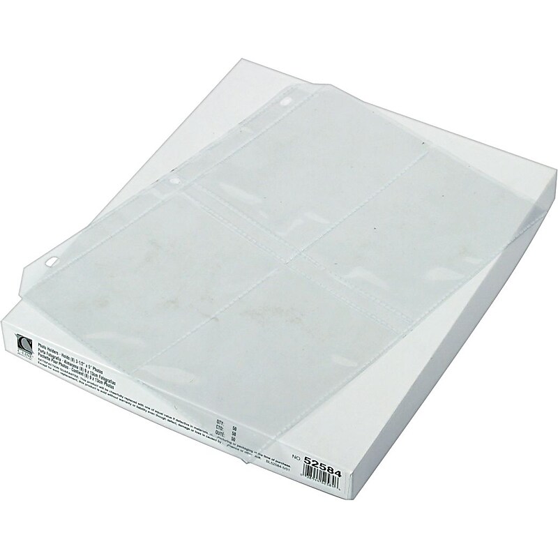 C-Line Double-Sided Photo Holder Sheets for 3 Ring Binders, Eight 3.5" x 5" Photos/Sheet, Clear, 50/Box (CLI52584) image 1