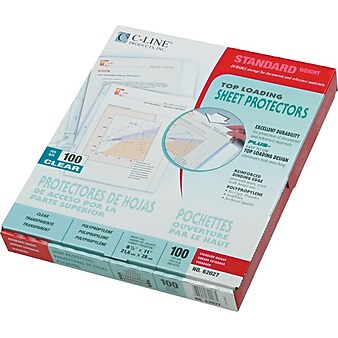 C-Line Standard Weight Sheet Protectors, 11" x 8-1/2", Clear 100/Box (62027)