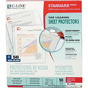 C-Line Standard Weight Sheet Protectors, 8-1/2" x 11", Clear, 50/Box (62038)