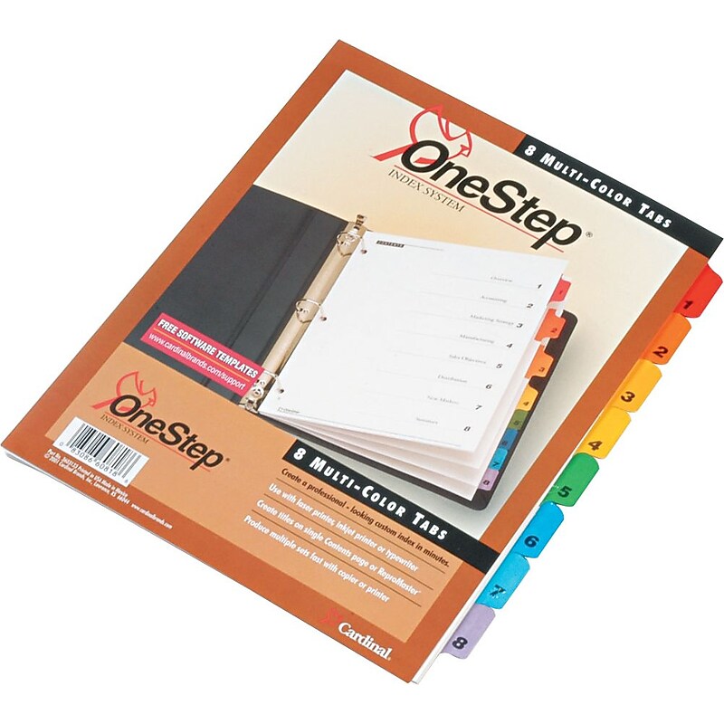 Cardinal OneStep Numeric Divider, 8-Tab, White, Set (CRD 60818) image 1