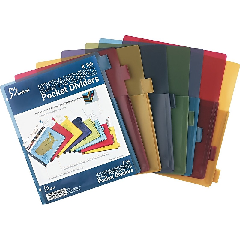 Cardinal® Poly Expanding Pocket Divider, Poly, 8-Tab, Multicolor, 1/Pk image 1