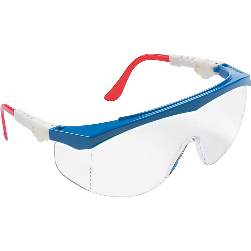 MCR Safety® Tomahawk® Safety Glasses, Red/White/Blue, Clear, Anti-Fog image 1