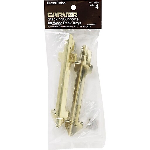 Wood Carver Desk Tray Stacking Support Brass Set of 4 CW07256 