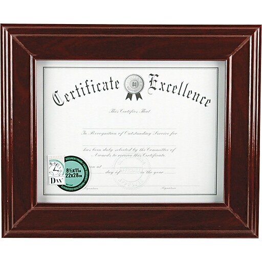 Executive Desktop/Wall Mount Document Frame, 81/2 x 11, Mahogany