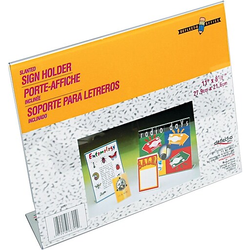 Staples® Slanted Sign Holder, Clear, 8 1/2"H x 11"W Staples