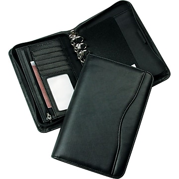 Day-Timer Avalon Leather-Like Vinyl Zippered Starter Set, Black, 1" (Ring Diameter), 5" x 8", Portable