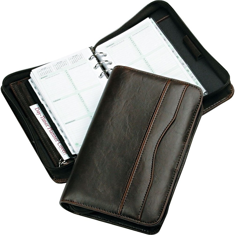 Day-Timer® Sienna Leatherlike Starter Set, Zip Closure, Brown, Portable Size image 1