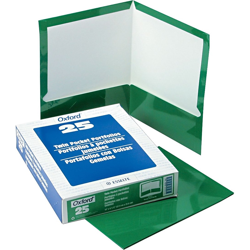 Oxford Laminated Portfolio, High Gloss, Green, 11" x 8 1/2", 25/Bx image 1