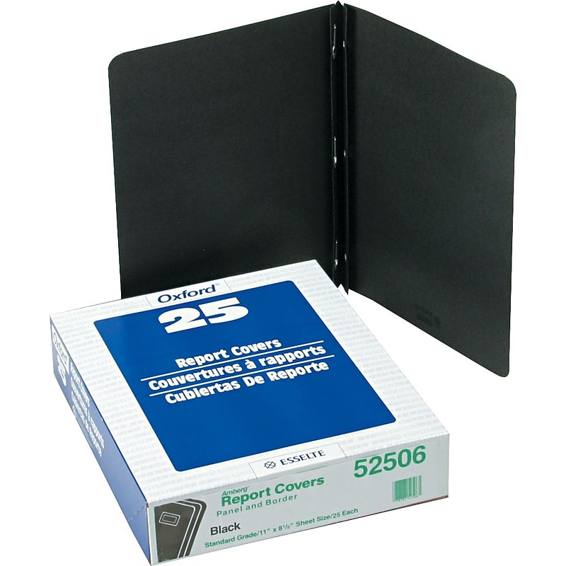 Oxford Embossed Report Cover, Letter Size, Black, 25/Box (ESS52506) image 1