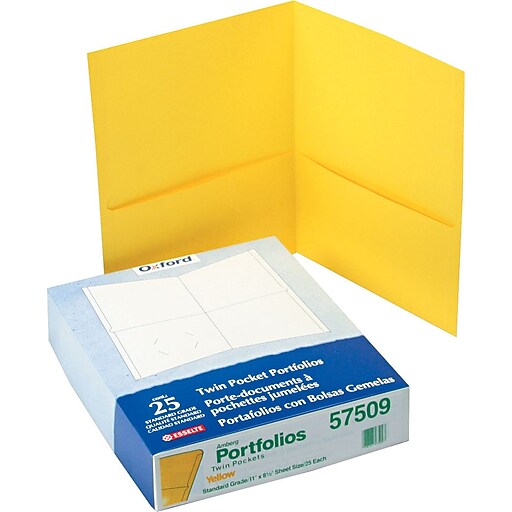 Oxford 2Pocket Folder, Yellow, 25/Box Staples