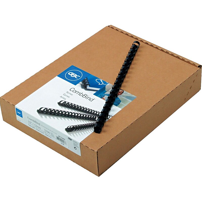 GBC 1/2" Plastic Binding Spine Comb, 85 Sheet Capacity, Navy, 100/Box (4012485) image 1