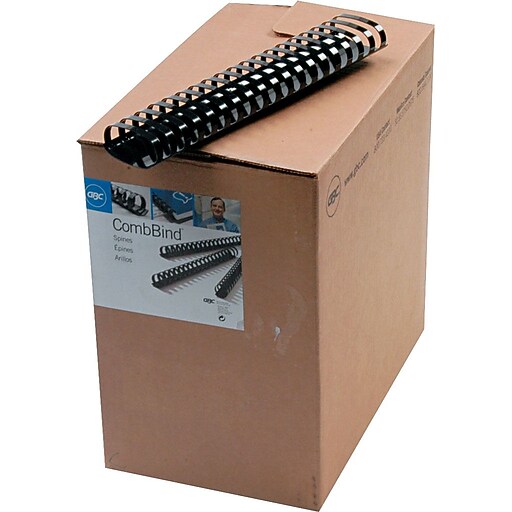 GBC CombBind Plastic Binding Spines, Black, 2", 425 Sheet Capacity, 50