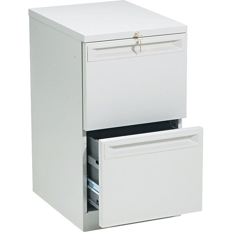 HON 38000 Series 2-Drawer Mobile Vertical File Cabinet, Letter Size, Lockable, 28"H x 15"W x 19.87"D, Light Gray (H18820KQ) image 1
