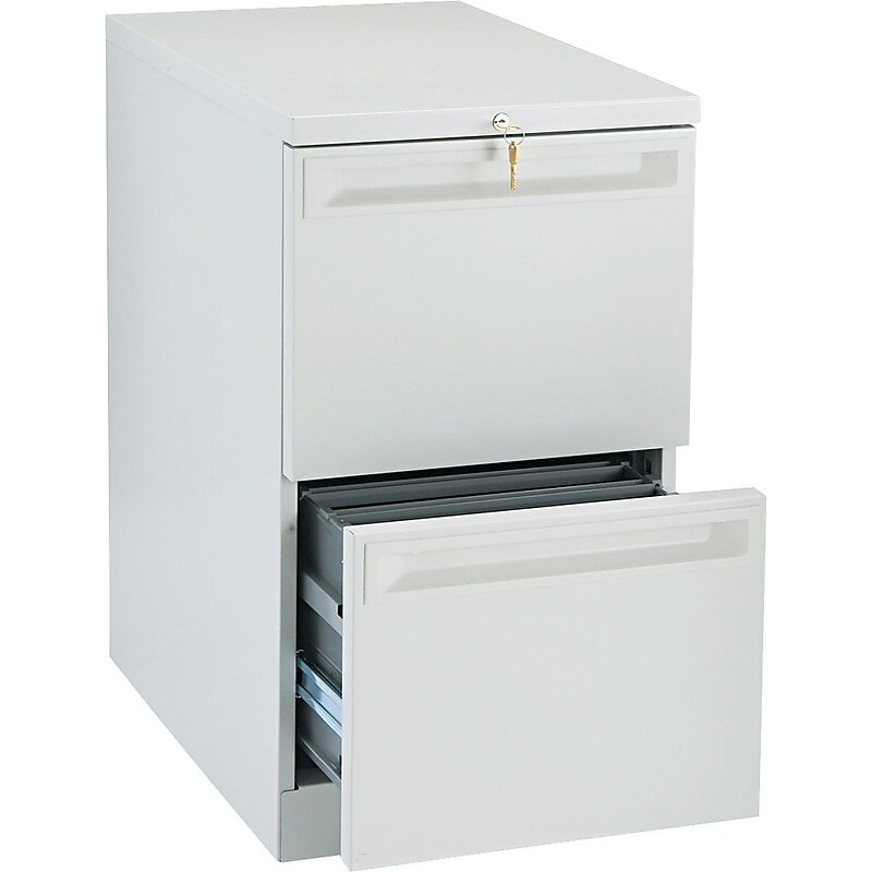 HON 38000 Series 2-Drawer Mobile Vertical File Cabinet, Letter Size, Lockable, 28"H x 15"W x 22.87"D, Light Gray (H18823KQ) image 1